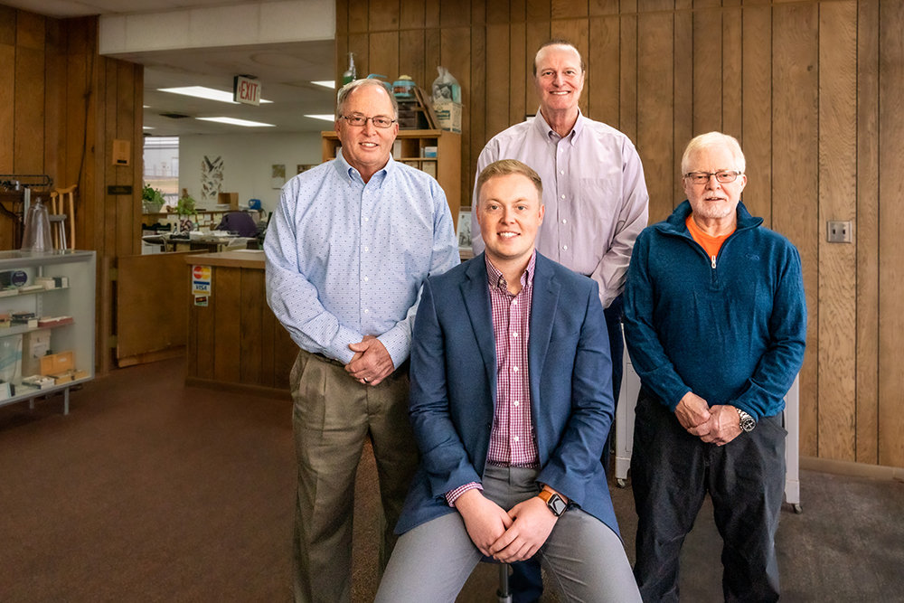 The family behind Hankins Surgical Supply are (front) Jimmy Hutchison and (back, from left) Jimmy's Father, John Hutchison, and his uncles, Craig Powell and Jimmy Hutchison III.